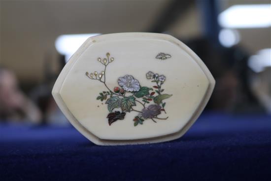 A Meiji period ivory shibayama canister